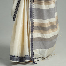White - traditional vidarbha tussar silk handloom saree