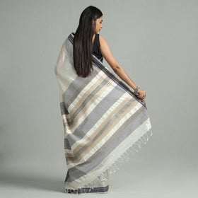 White - traditional vidarbha tussar silk handloom saree