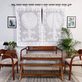 White Tree Cutwork Cotton Barmer Applique Window Curtai