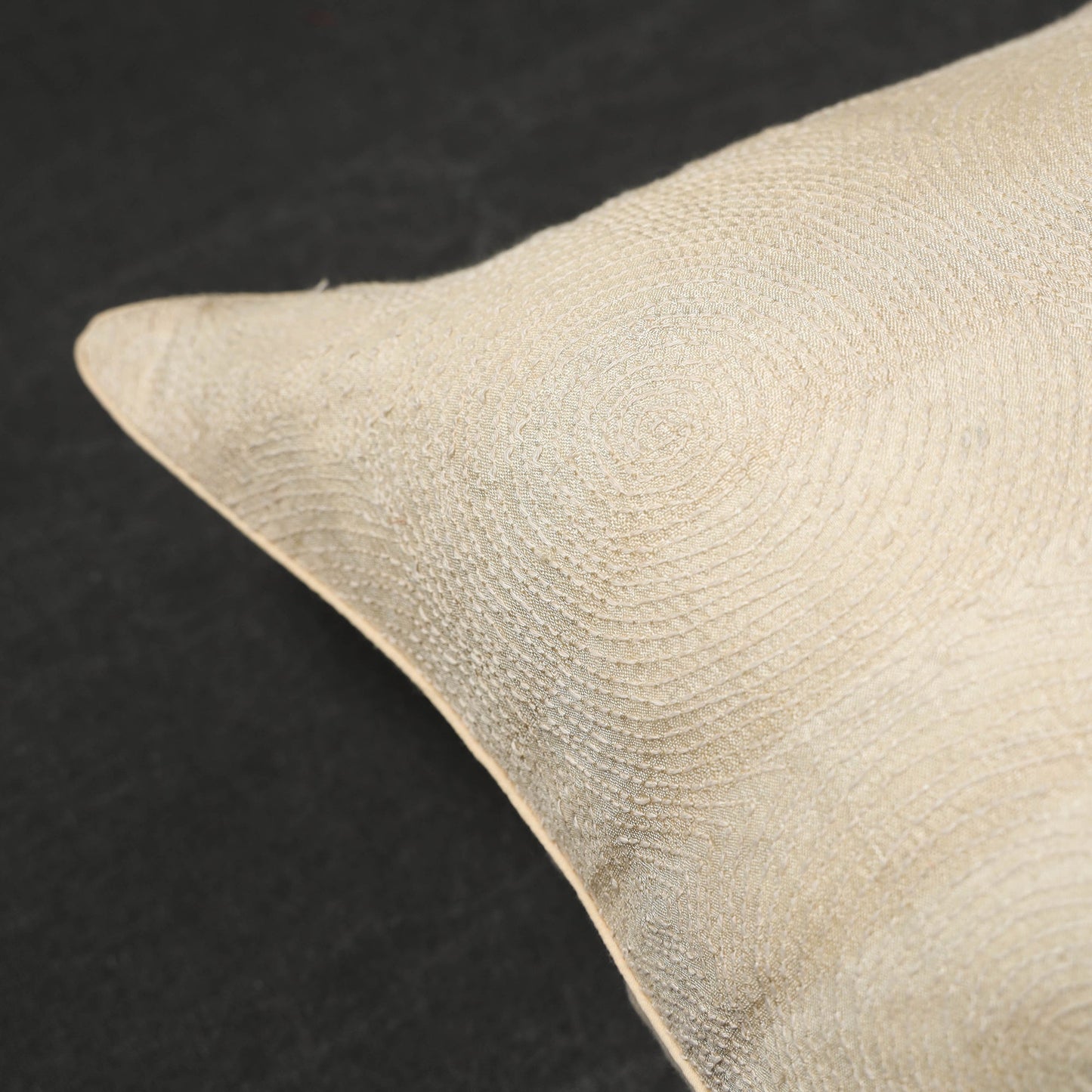 Buy Off White Tussar Silk Bengal Kantha Work Cushion Cover