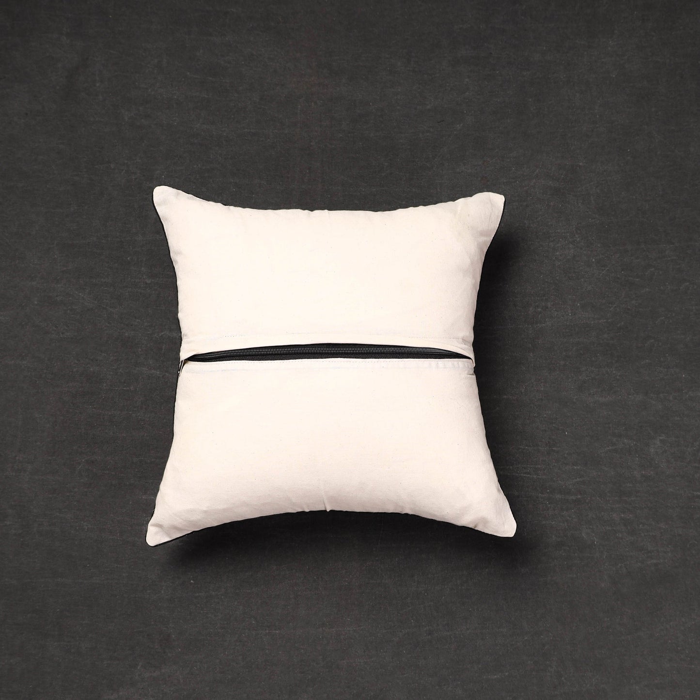 Off white - tussar silk bengal kantha work cushion cover