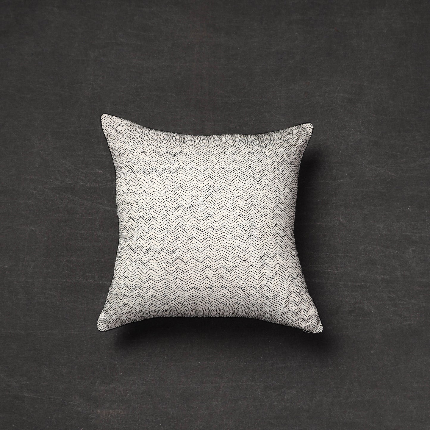 Off white - tussar silk bengal kantha work cushion cover