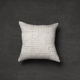 Off white - tussar silk bengal kantha work cushion cover