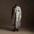 White - tussar silk handloom printed bengal hand kantha