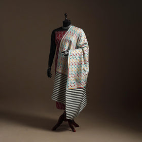 White - tussar silk handloom printed bengal hand kantha