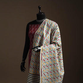 White - tussar silk handloom printed bengal hand kantha