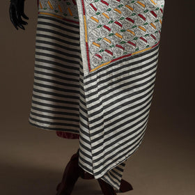 White - tussar silk handloom printed bengal hand kantha