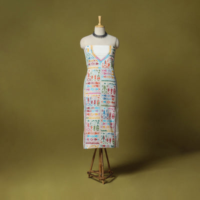 White - unstitched cotton bengal kantha handwork kurta