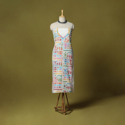 White - unstitched cotton bengal kantha handwork kurta