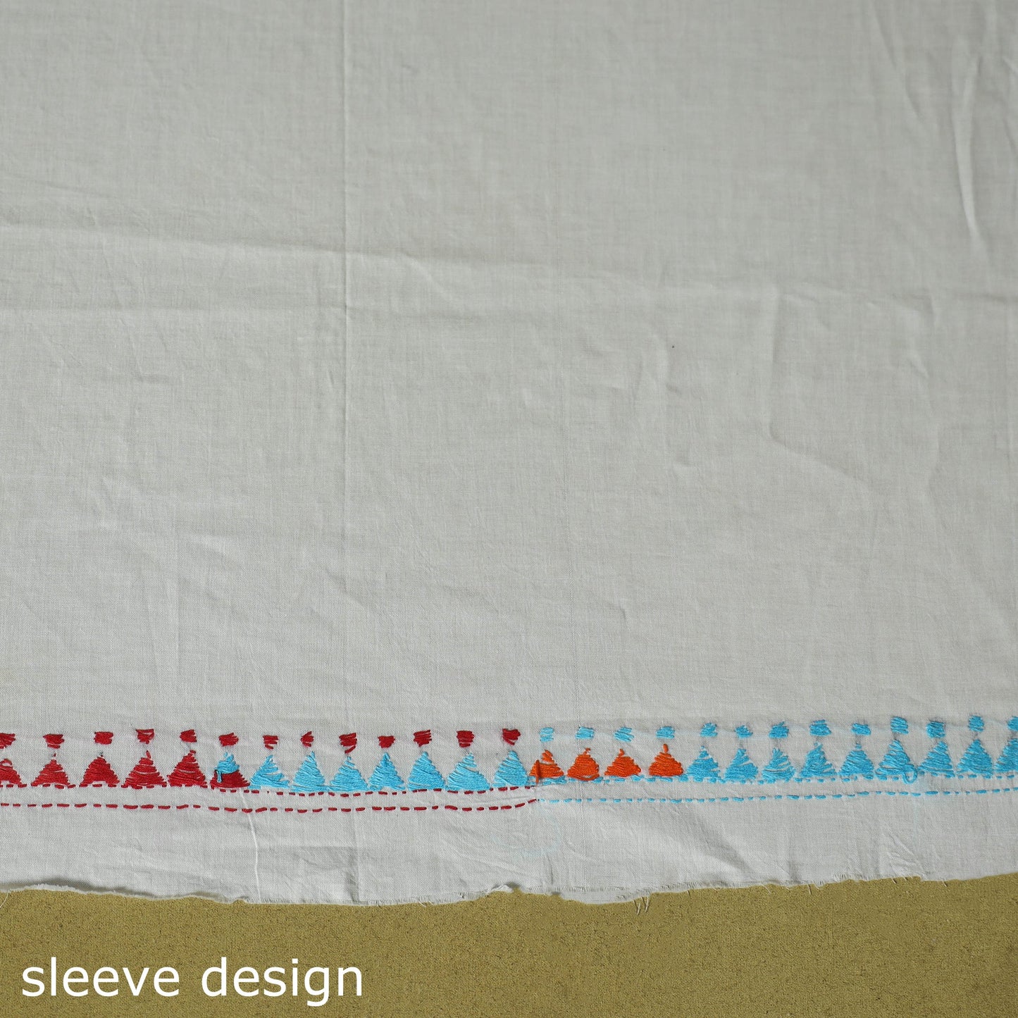 White - unstitched cotton bengal kantha handwork kurta