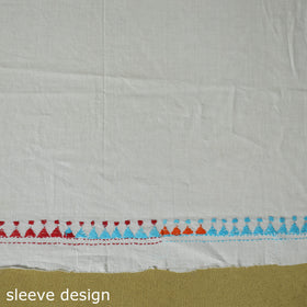 White - unstitched cotton bengal kantha handwork kurta