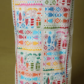 White - unstitched cotton bengal kantha handwork kurta