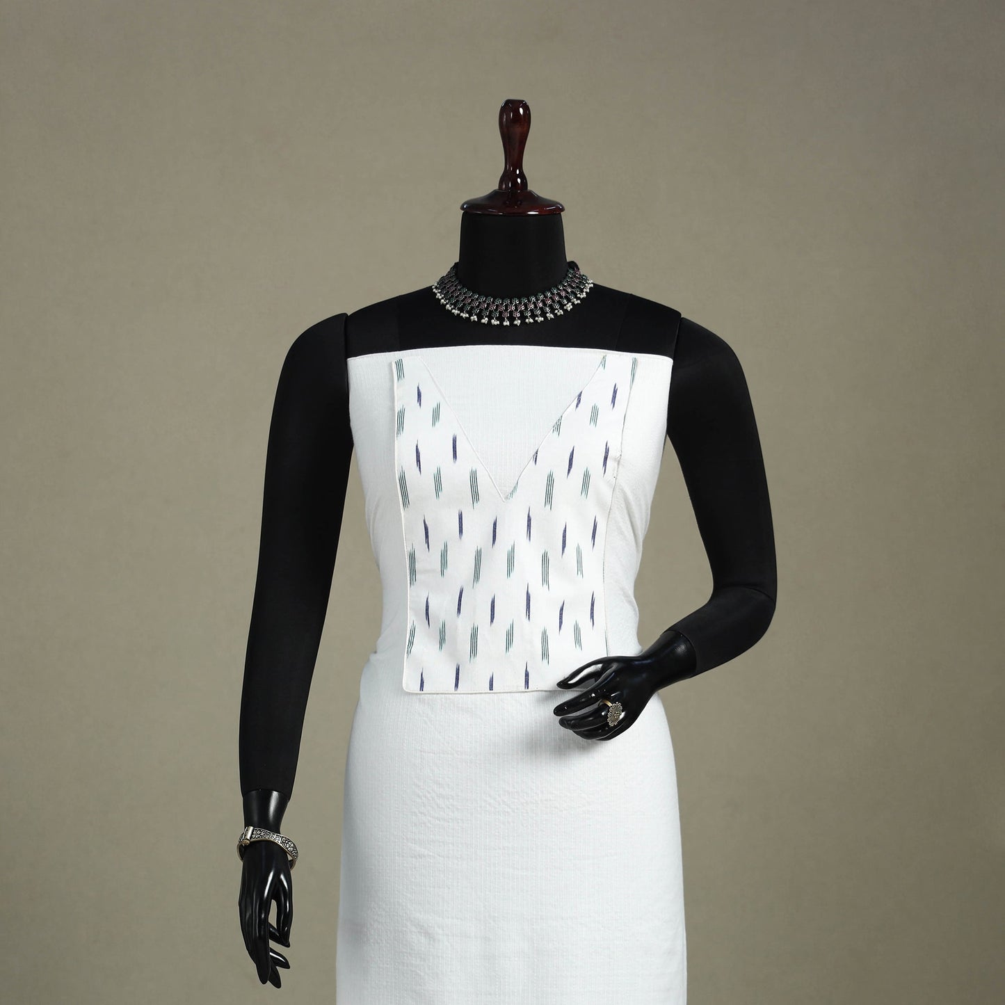 White Unstitched Plain Cotton Kurta Material