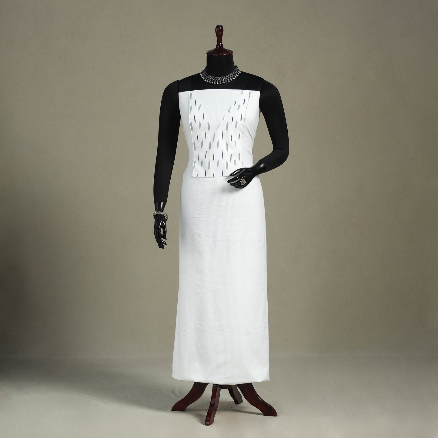 White Unstitched Plain Cotton Kurta Material