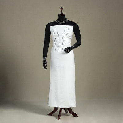 White Unstitched Plain Cotton Kurta Material