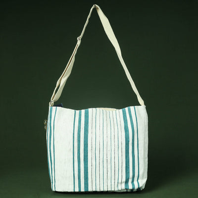 White Upcycled Weave Handmade Sling Bag