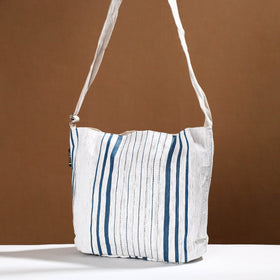 White Upcycled Weave Handmade Sling Bag