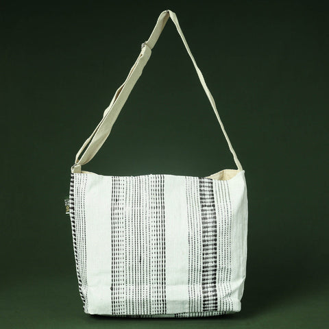 White Upcycled Weave Handmade Sling Bag