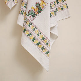 White - waffle weave cotton handwoven sanganeri towel (set