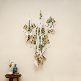 Waffle weave cotton handwoven sanganeri towel (set of 3) 13