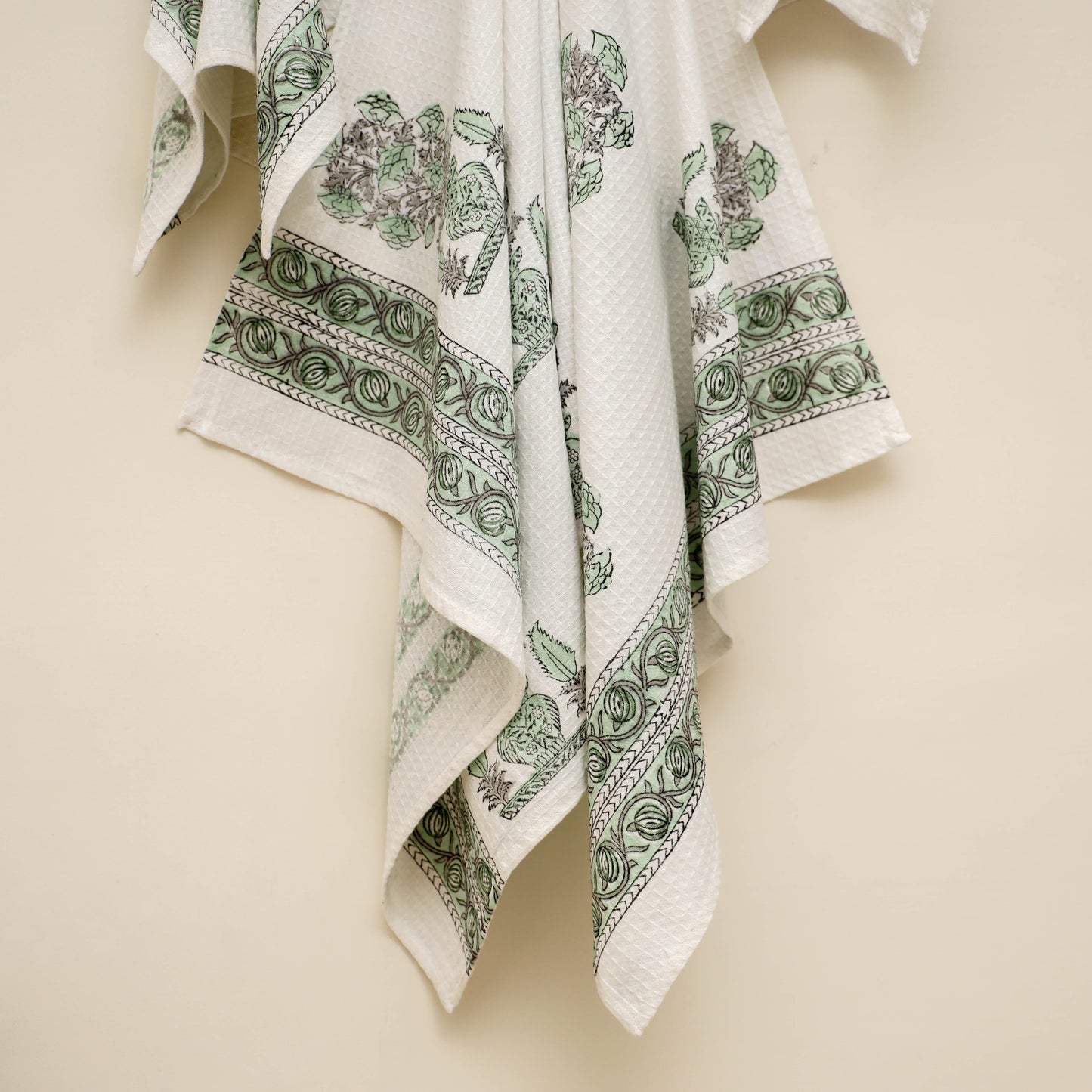 Waffle weave cotton handwoven sanganeri towel (set of 3) 14