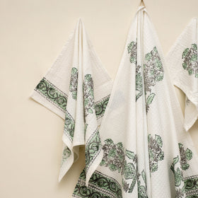 Waffle weave cotton handwoven sanganeri towel (set of 3) 14