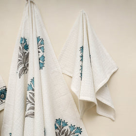 Waffle weave cotton handwoven sanganeri towel (set of 3) 16