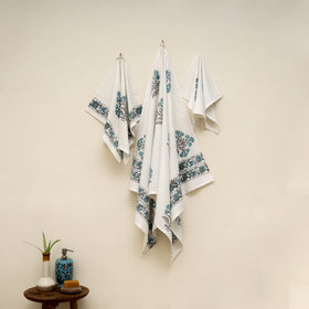 Waffle weave cotton handwoven sanganeri towel (set of 3) 16