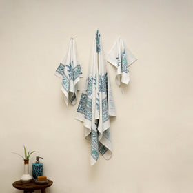 Waffle weave cotton handwoven sanganeri towel (set of 3) 18