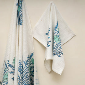 Waffle weave cotton handwoven sanganeri towel (set of 3) 18