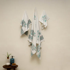 Waffle weave cotton handwoven sanganeri towel (set of 3) 19