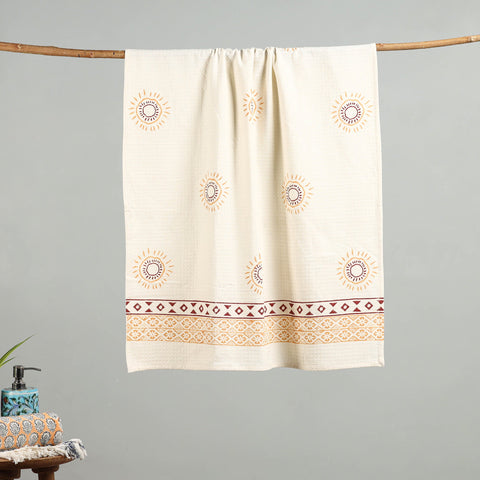 White - waffle weave handloom cotton sanganeri towel 31