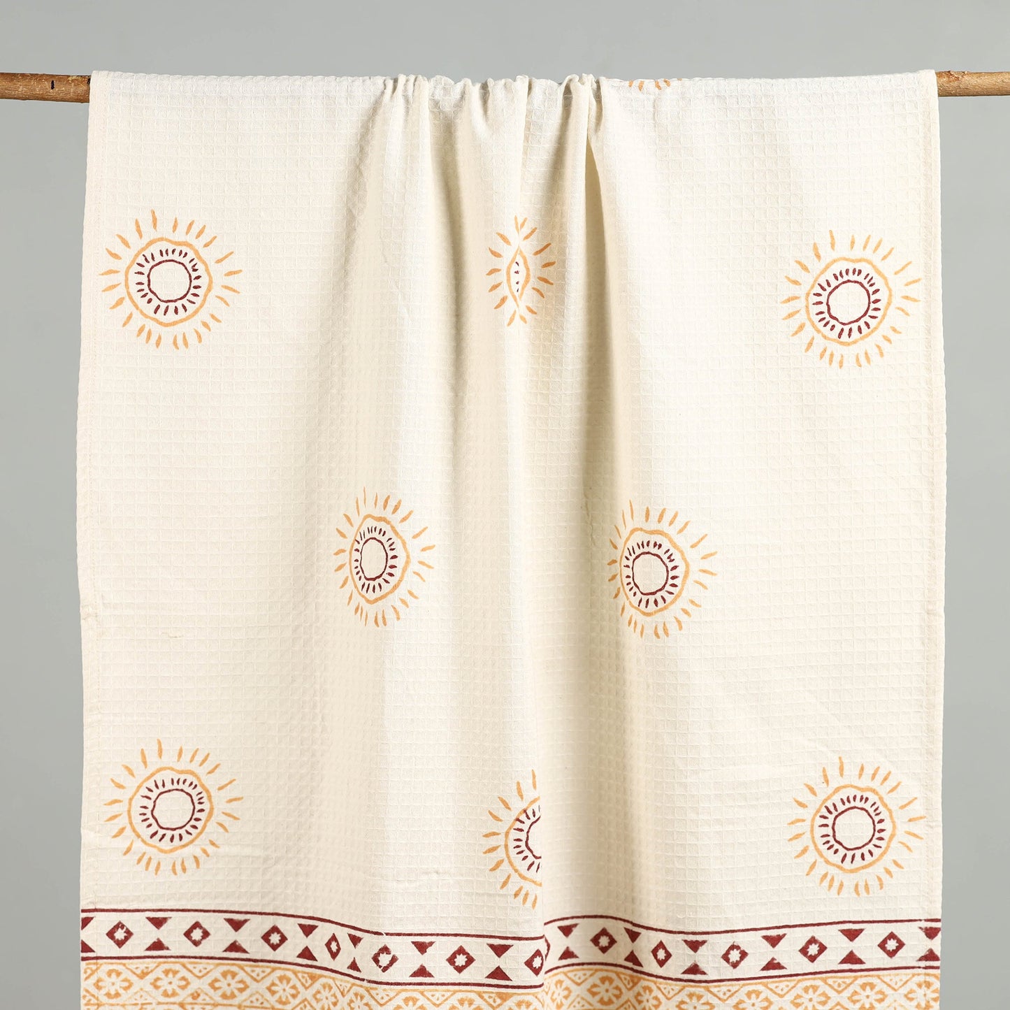 White - waffle weave handloom cotton sanganeri towel 31