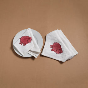 Waffle weave handwoven sanganeri table napkin (set of 4) 05