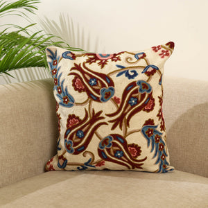 Wool Thread Crewel Embroidery Cushion Cover