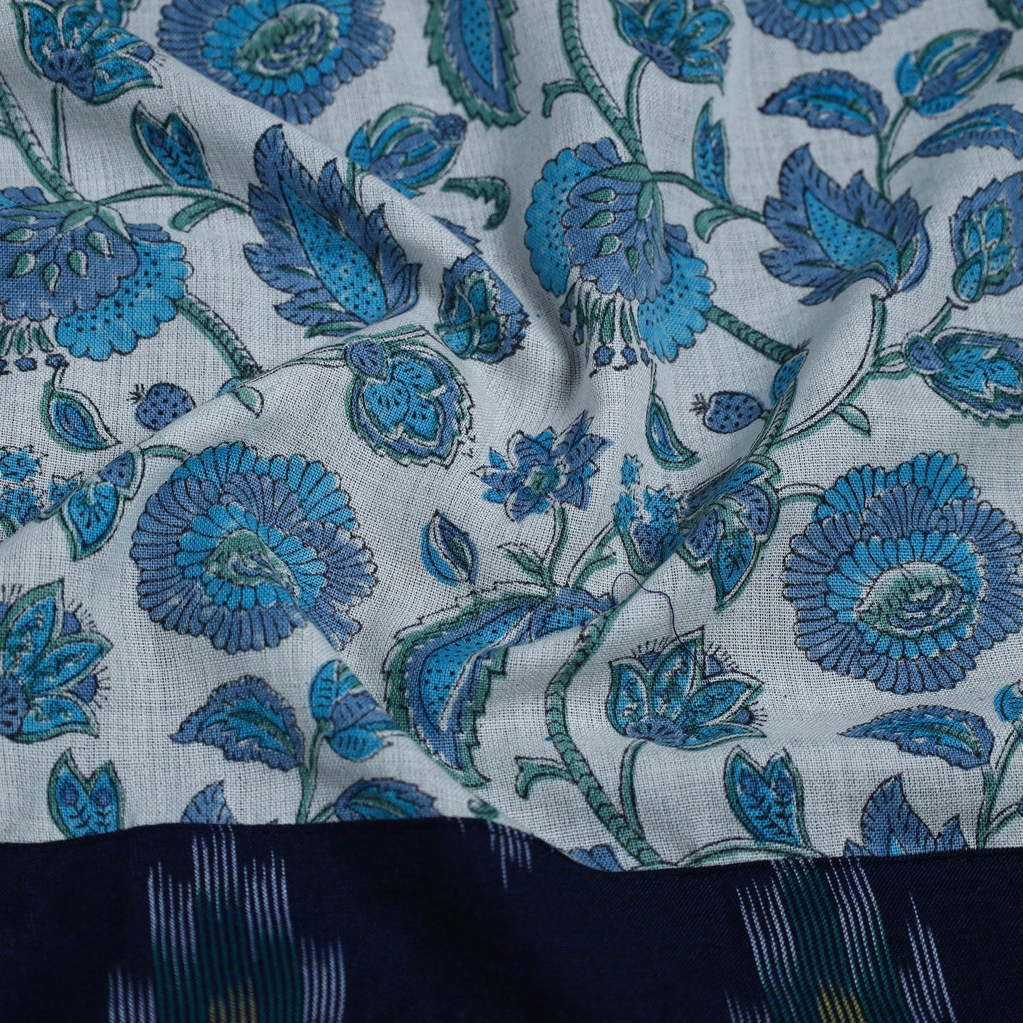 White - woollen sanganeri blouse piece 70 - handcrafted