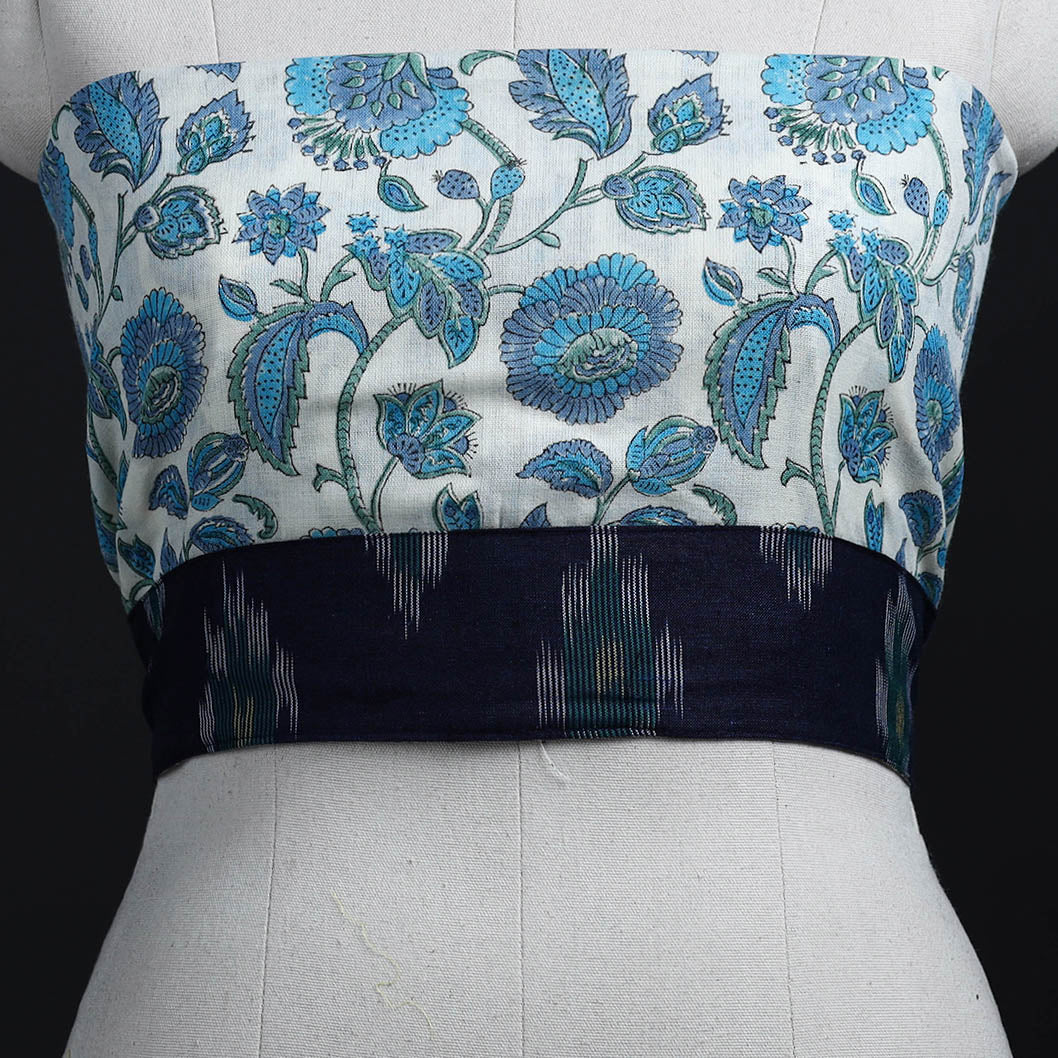 White - woollen sanganeri blouse piece 70 - handcrafted