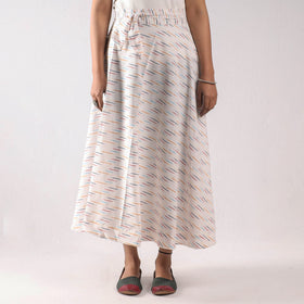 White Wrap Around Cotton Pochampally Ikat Skirt