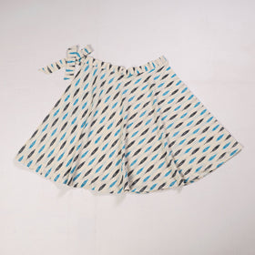 White Wrap Around Cotton Pochampally Ikat Skirt