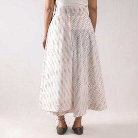 White Wrap Around Cotton Pochampally Ikat Skirt
