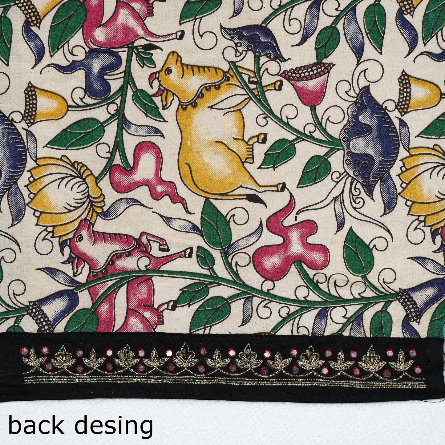 Buy Zardozi Hand Embroidered Kalamkari Cotton Blouse Piece 25 Online at iTokri.com