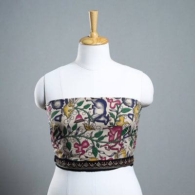 Buy Zardozi Hand Embroidered Kalamkari Cotton Blouse Piece 25 Online at iTokri.com