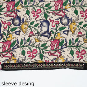 Buy Zardozi Hand Embroidered Kalamkari Cotton Blouse Piece 25 Online at iTokri.com