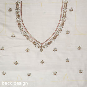 White - zardozi hand embroidery slub silk plain blouse
