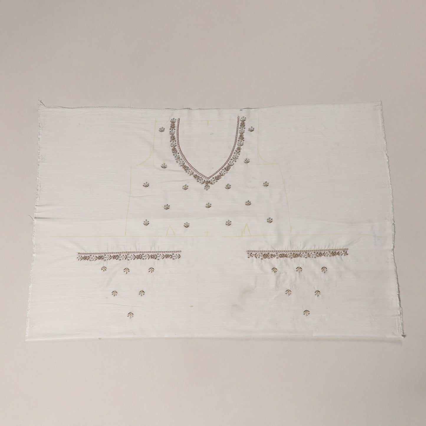 White - zardozi hand embroidery slub silk plain blouse