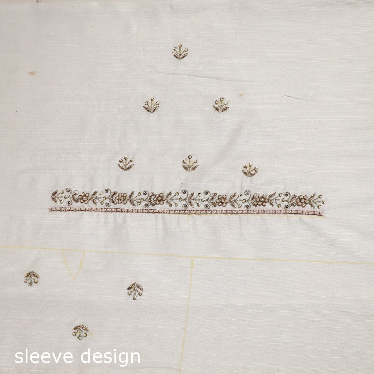 White - zardozi hand embroidery slub silk plain blouse