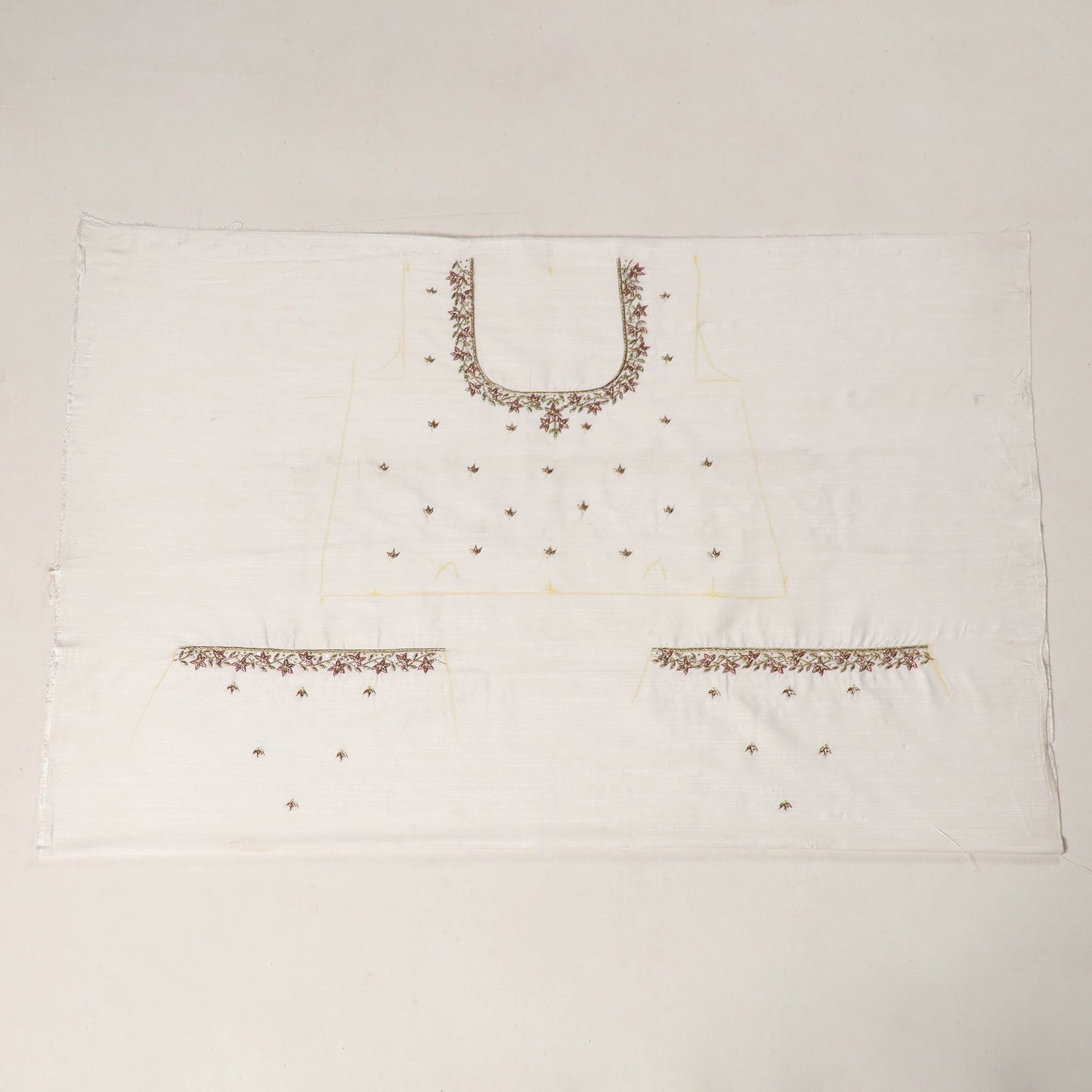 White - zardozi hand embroidery slub silk plain blouse