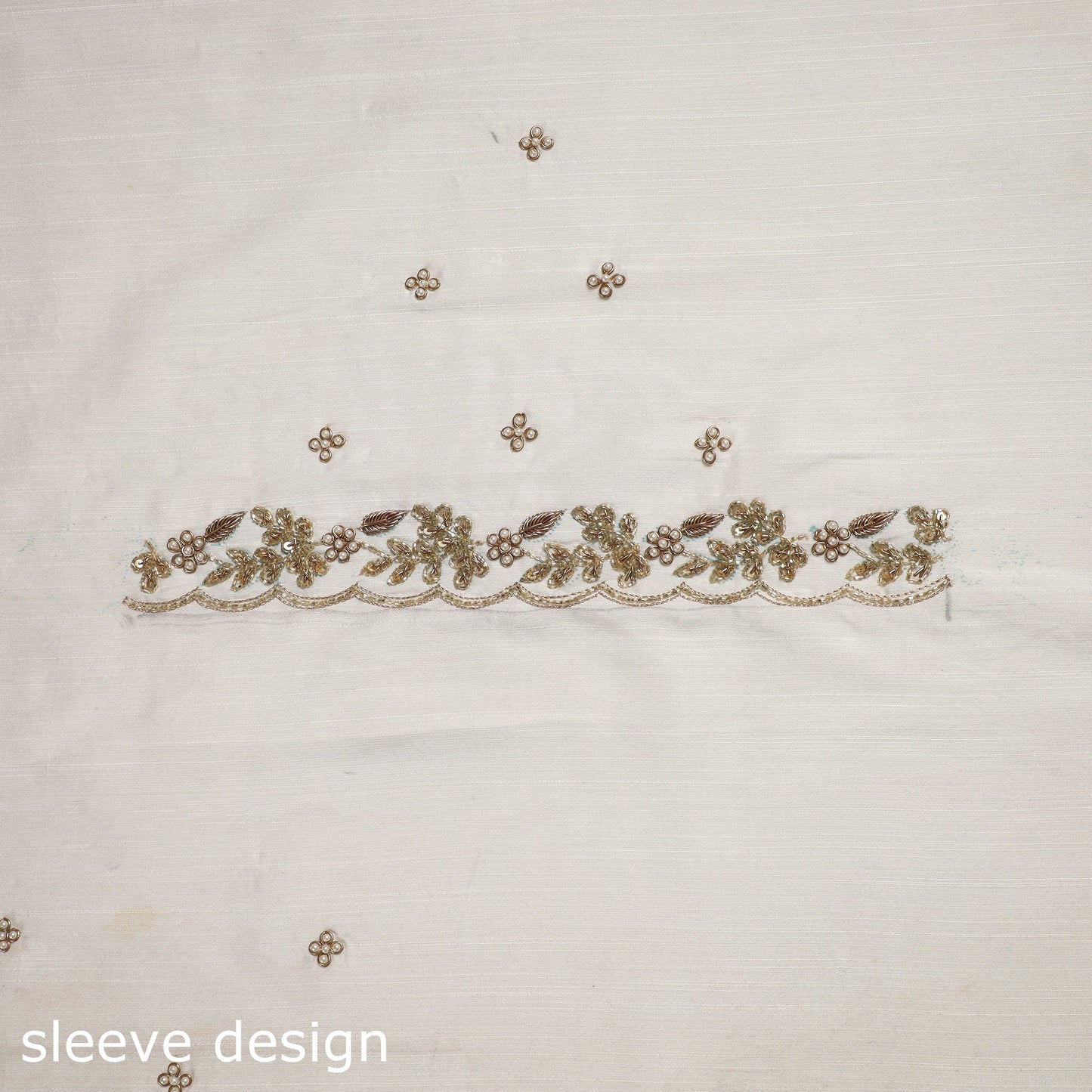 White - zardozi hand embroidery slub silk plain blouse