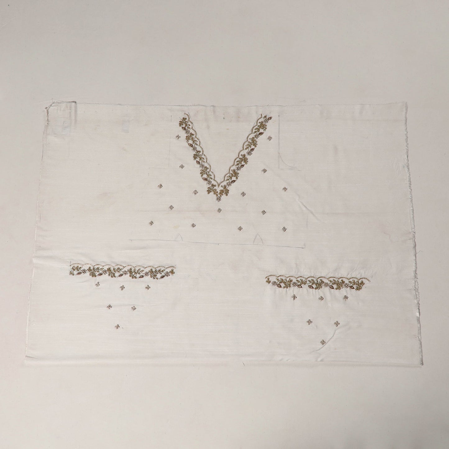 White - zardozi hand embroidery slub silk plain blouse