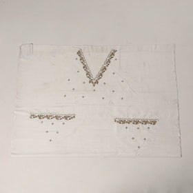 White - zardozi hand embroidery slub silk plain blouse